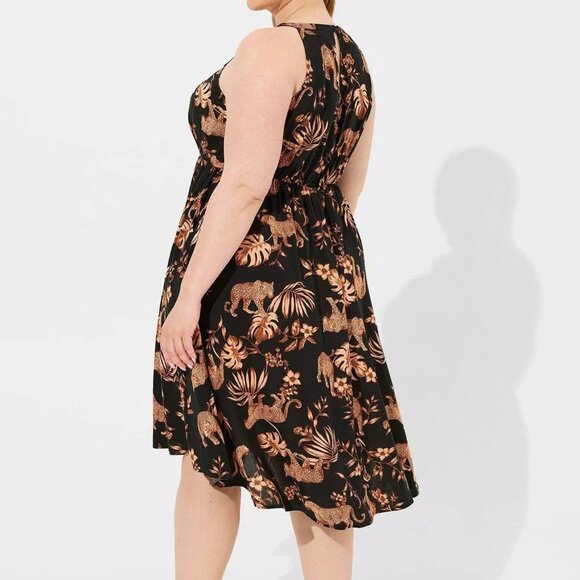 ❤NWT VINTAGE TORRID MINI A LINE DRESS w/POCKETS - LEOPARD ANIMAL PRINT PLUS SIZE - Picture 3 of 13